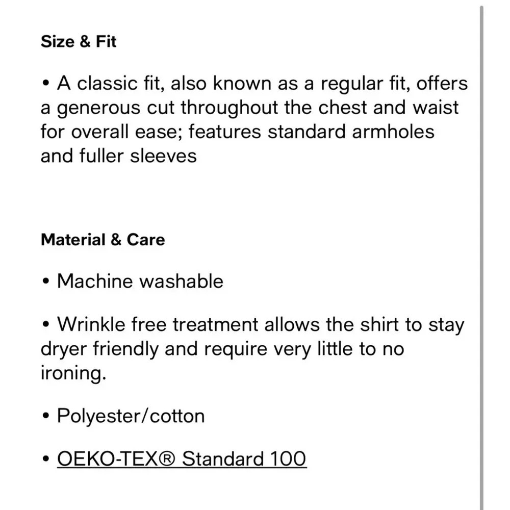 Men's Big & Tall Classic/ Regular Fit Wrinkle Free Poplin Solid Dress Shirt - Picture 6 of 7